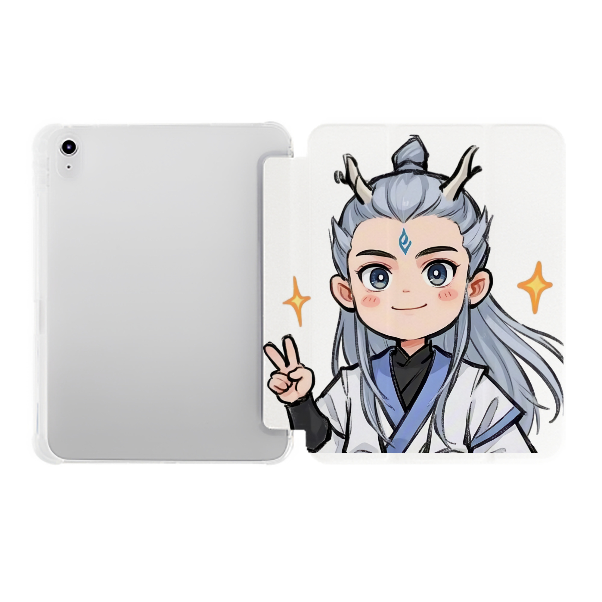 （画像用） Ne Zha 2 ナタ 魔童の大暴れ IPad ケース ペン収納付き 三つ折りスタンド PUレザー×シリコン 対応機種9.5/10.5/10.9インチ